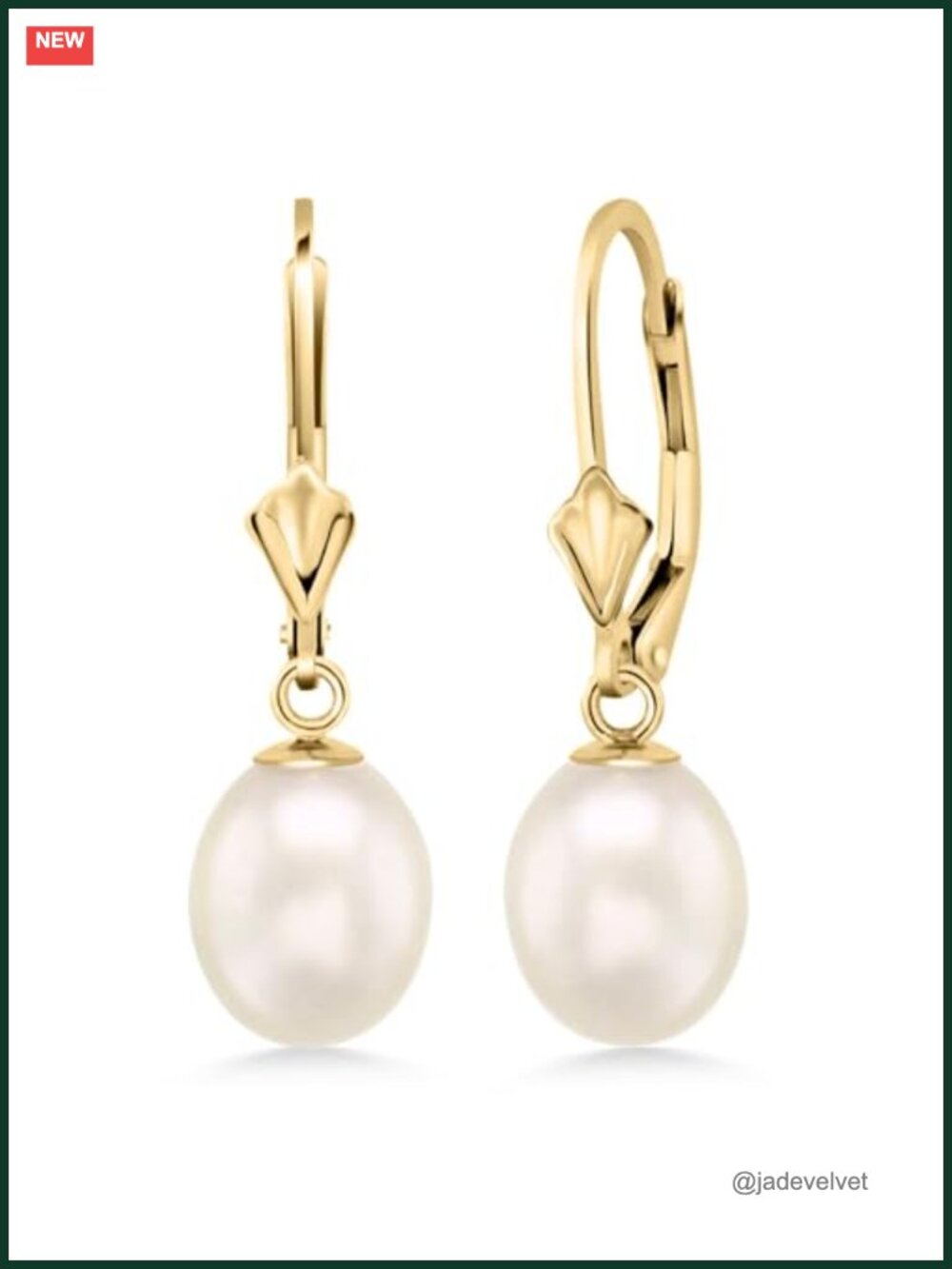 Cultured Freshwater Pearl Dangle Earrings 14K Yellow Gold Lever Back